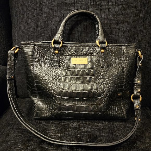 Brahmin Handbags - Brahmin Black Leather Melbourne Croc Embossed Handbag